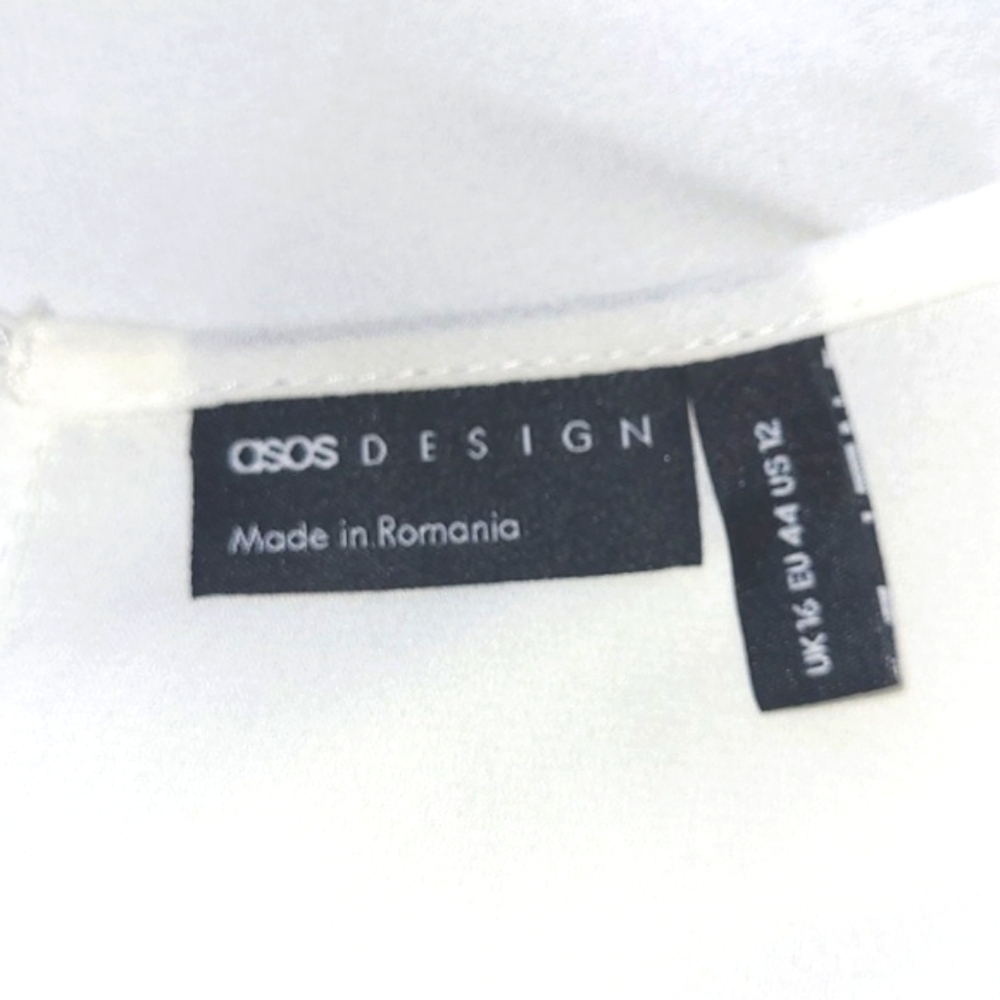 NWOT ASOS White Blouse With Ruffled Sleeves. Size 12 - #1-0243 - Picture 3 of 4